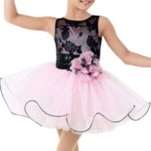 Weismann Girls Pink & Black Lace Tutu Tap/Jazz Dance Costume 6/6X